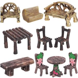 VOSAREA 10pcs Miniature Garden Furniture Ornaments Resin Tables Chairs for Dollhouse Accessories Landscape Decorations Rustic Charm Easy to Use and Lightweight