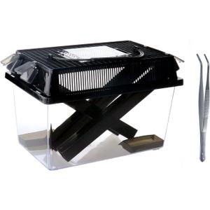 NANEEZOO Cricket Keeper, Equipped with Water & Food Feeding Dish, High Transparency Cricket Pen with Dispenser Tubes, Insect Keeper for Gecko Snake Lizards Reptiles (Large)