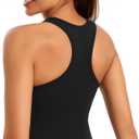Smooth Workout Tops for Women Yoga Racerback Longline Padded Workout Tank Tops with Built in Bra (Medium, Black)