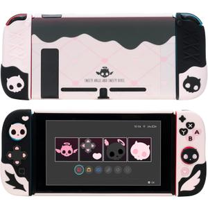 GeekShare Protective Case for Switch 2017 Anti-Scratch Slim Silicone Cover Shell with 2 Thumb Grip Caps - Sweetheart Skull
