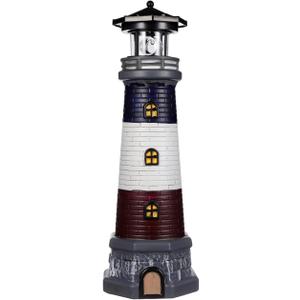 Yardwe Solar Garden Lighthouse Decor Waterproof Outdoor Solar-Powered Lighthouse Statue for Yard Lawn Patio Landscape Lighting