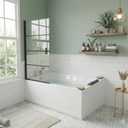 Bathtub Glass Shower Door 30" x 55", Pivot Swing Hinged Tub Shower Screen, 180 Rotation, 1/4" Tempered Glass, Matte Black Finish
