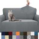 YEMYHOM Couch Cover Latest Jacquard Design High Stretch Sofa Covers for 2 Cushion Couch, Pet Dog Cat Proof Loveseat Slipcover Non Slip Magic Elastic Furniture Protector (Loveseat, Light Gray) (Medium (55"-69"))