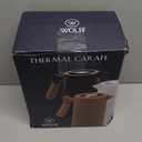 WOLFF - Thermal Coffee Carafe - 34oz / 1L Insulated Plastic Exterior Carafe for Hot or Cold Drinks - Leakproof Coffee and Tea Dispenser with Wood-like Handle and Glass Liner - Black, 34floz/1L