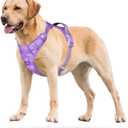 PoyPet No Pull Dog Harness, No Choke Reflective Dog Vest, Adjustable Pet Harnesses with Easy Control Padded Handle for Small Medium Large Dogs (Light Purple Matching Trim, XL)