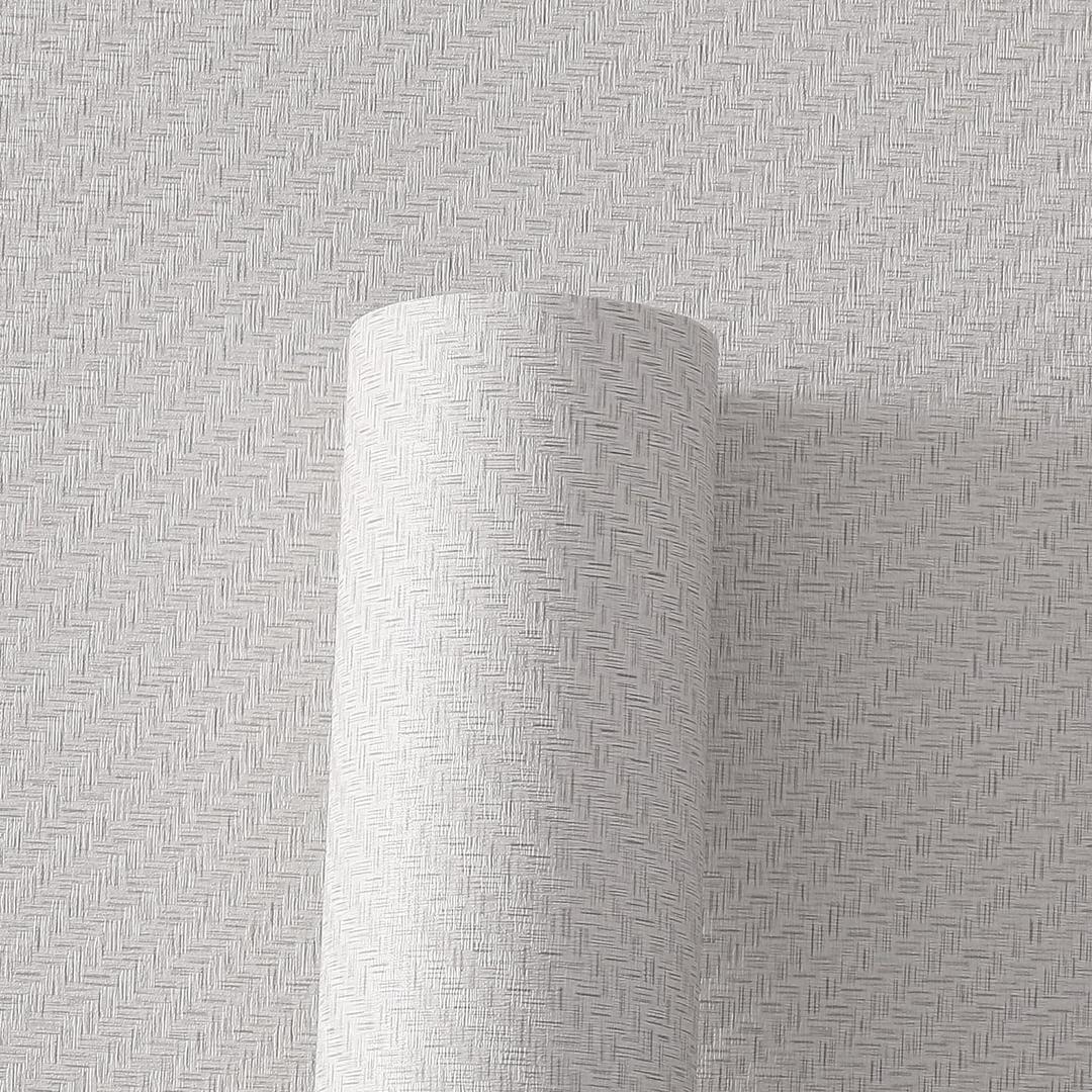 Haimin Fabric Wallpaper Textured Contact Paper (24in X 393in) Grasscloth Wallpaper Peel and Stick Faux Linen Wall Paper Waterproof Vinyl Self Adhesive (Light Gray)