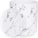 10 Inch Round Ceramic Planter with Tray, White Marble Finish, Indoor Plant Pot with Drainage Mesh and Scratch Pad