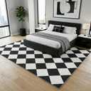 GarveeHome Black and White Area Rugs 8x10 for Living Room, Checkered Large Washable Rug Soft Non Slip Backing Floor Mat Carpet Indoor Thin Rug for Bedroom Dining Room Playroom Nursery Home Decor