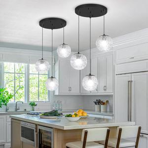 Globe Pendant Light Modern Globe Chandelier Mid Century Glass Chandelier 3-Light Glass Pendant Lighting for Kitchen Island Foyer Hallway Dining Room