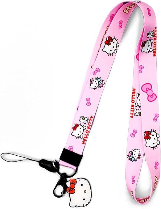 FBTLDS Hallo Kitty Lanyard for Keys and Women, Lanyards for ID Holder, Cute Kawaii Anime Pink Lanyard Pack of 2