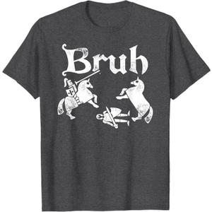 Funny Renfaire Bruh Knight Silhouette Jousting T-Shirt, Size Small