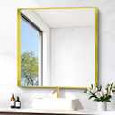 Gold Bathroom Mirror, 30x30 Inch Rectangular Framed Mirror, Large Wall Mounted Bathroom Vanity Mirror Over Sink for Bedroom,Restroom, Living Room, Hangs Vertically or Horizontally