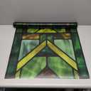 Faux Stained Glass Effect Transparent Window Film, Original Hand Dawn Static Cling Home Decal Inspired by Frank Lioyd Wright, 22.83" x114.17" Hollyhock House, Green