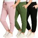 Real Essentials 3 Pack: Girls' Sweatpants - Active Fleece Jogger Pants (Size: 7-16) (X-Large)