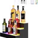 3 Tier 16 Inch Liquor Bottle Display Shelf - Wine Racks with Multi-Color App & Remote Control, Adjustable Brightness & Sound Modes, Acrylic Bar Shelves Displays
