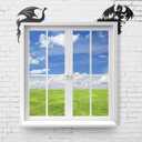 MorningRo 4 Pcs Dragon Door Frame Decoration Set Black Metal Themed Corner Sign Bathroom Wall Art Decor for Indoor Outdoor Door Window Home Office