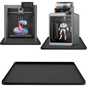 19.7x15.7 Silicone Base Mat Compatible with Flashforge, Comgrow, Elegoo, Bambulab and Most of 3D Printers, 3D Printer Vibration Anti-Slip Mat 3D Printer Accessories (19.7x15.7) (Black)