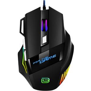 Nexurion Reaper Z Pro Gaming Mouse - 3600 DPI, 7 Macro Buttons, 10 Color-Changing RGB Backlight, 4 Adjustable DPI Levels - Midnight Black