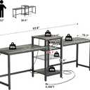 Unikito 2 Person Desk, Double Computer Desk with Power Outlets and Storage Shelves, Modern Computer Desk with Printer Stand, Extra Long Large Workstation for Home Office, Couple Gaming Desk, Black Oak, 93.8''
