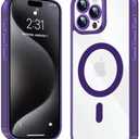 Ankceed for iPhone 15 Pro Max Case, Compatible with MagSafe, [Military-Grade Protection][Full Camera Protection] PC Back, Slim/Thin, Anti-Scratch Shockproof Protective Cover 6.7 Inch, Purple