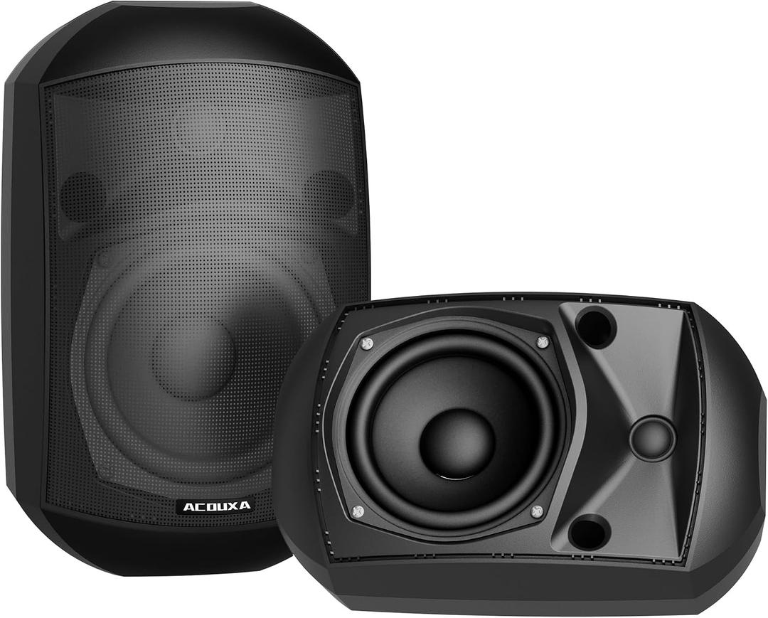 5.25 Inch Wall Mount Bluetooth 6.0 Outdoor Speaker,IP66 Waterproof Indoor/Outdoor Sound System,2-Way Woofer & Tweeter,600W Peak Wired Speakers for Pool,Patio,Garage,Home Theater(Pair,Black)