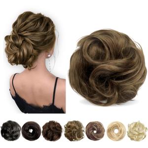 Messy Bun Hair Piece Human Hair, Human Hair Bun for Women Chocolate Brown And Medium Brown (5.5 Inch)