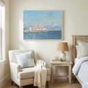 Large Framed Monet Impressionist Wall Art, Horizontal Landscape Canvas Artwork for Walls, Blue Farmhouse Pictures Prints Paintings for Living Room Bedroom Kitchen Wall Decor 32x24 Inch