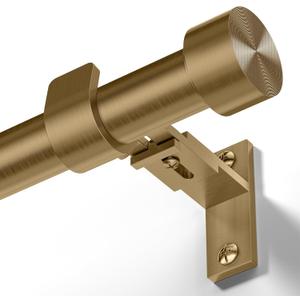Brass Gold Curtain Rod 34 to 92 Inch, Brushed Warm Gold 1 Inch Adjustable Heavy Duty Curtain Rods for Windows, Decorative Antique Window Treatment Rods with Modern Solid Aluminum Finials