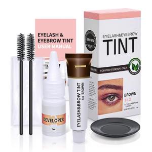 Eyelash & Eyebrow Color Kit, Brown Lash & Brow Color Kit, Eyebrow Coloring Set with Natural Bushy Results, Easy Use & Salon at Home, 7ml, Brown