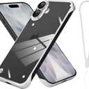 Phone Case, Compatible with iPhone 17, Transparent Electroplated Silver Phone Case, Frameless Design, with Camera Lens Protection.