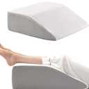 Bedluxe Leg Pillow Elevation Blood Circulation, Wedge Pillow for Legs Swelling, Leg Elevating Wedge Pillow for After Surgery, Foot Knee Pillow for Leg Rest, Sleeping, Memory Foam Top, 8in, White/Grey
