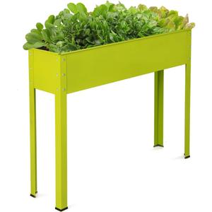 Giantex Raised Garden Bed, Elevated Planter, Metal Plant Box with Legs, Standing Garden Stand,Drainage Holes, Vegetables & Flowers Growing Container for Indoor and Outdoor Use (40''L x13W'' x 31.5''H)