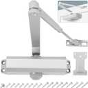 Automatic Door Closer, 3 Spring Hydraulic Closure Suitable for Residential and Light Commercial Use, Quiet and Soft Door Closer, Door Weights 99~143 Lbs Easy Install (Silver)