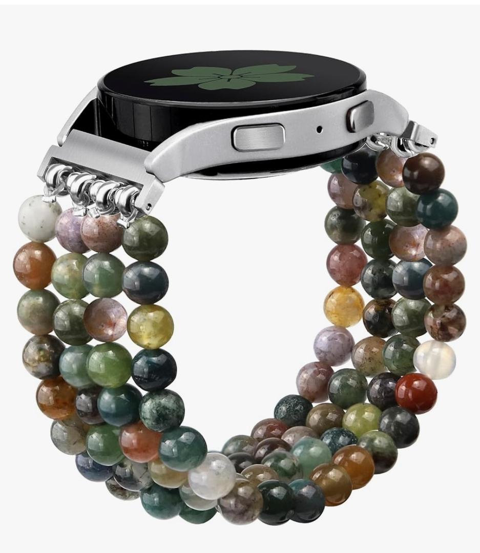 Natural Stone Bracelet Beaded Band Women 20mm Compatible with Samsung Galaxy Watch 7/6/5/4/Active 2/4 Classic/6 Classic/5 Pro/FE 40mm 42mm 43mm 44mm 45mm 46mm 47mm