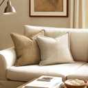 MIULEE Decorative Throw Pillow Covers for Couch Bed Livingroom 18x18 Inch Set of 2 Beige Boho Accent Throw Pllows Broadside Striped Patchwork Soft Corduroy Pillowcases