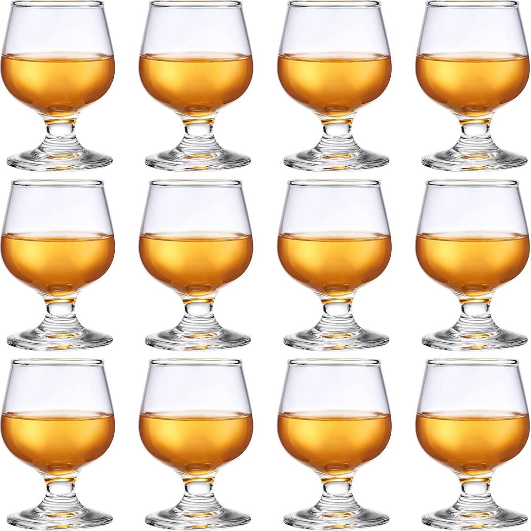 Qunclay 12 Pcs 3.5oz Shot Glass Cups Whiskey Bourbon Tasting Glasses Clear Small Brandy Snifter Cognac Wine Sherry Snifter Baileys Copitas Para Tequila Port Cup for Tasting Brandy Drinking Liquor Beer