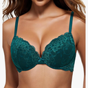Women's Push Up Bra Lace Comfort Padded Add 1 Cup Plunge Underwire Bras Lift Up 36DD