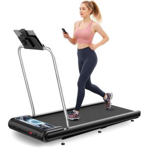 Walking Treadmill Pad with Handle Bar, Silent Fitness Equipment, Treadmill with 4-in-1 Modes, Easy Assembly, Portable Home Gym Equipment (Dark blue)
