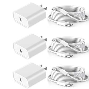 Long iPhone Charger, [MFi Certified] 3Pack 6FT i Phone Charging Cord with 3Pack USB C Wall Charger PD Adapter Compatible with iPhone 14/13 (Pro,Pro Max,Mini),11/11 Pro Max/Xs Max,iPad