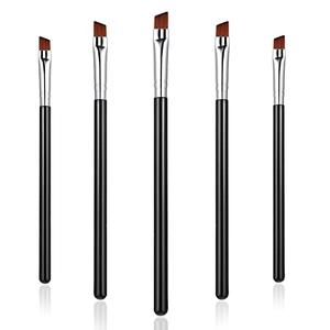 WLLHYF 5Pcs Angled Eyeliner Brush, Fine Slanted Flat Angle Eye Liner Eyebrow Brush Eye Makeup Brush Soft Fibers Synthetic Bristles Eye Makeup Tool