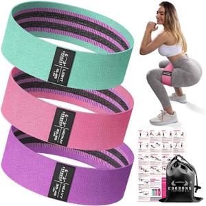 Fabric Resistance Bands for Working Out - Exercise Bands for Women and Men, Booty Bands for Legs and Glute, Yoga, Pilates, Rehab, Fitness and Home Workout (Pink)