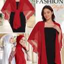 CHICGAL Shawls and Wraps for Evening Dresses Sheer Womens Chiffon Scarf Wedding Bridal Cover Up (Red)