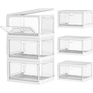 Clear Storage Bin with Lid 3 Pack Stackable & SturdyPlastic Multifunctional Folding Storage Bins for Bedroom, Living Room, Study, Toy Room, 23 QT Folding Box with Magnetic door (3 Tier-3Lids) Clear Storage Bin with Lid 3 Pack Stackable & SturdyPlastic Multifunctional Folding Storage Bins for Bedroom, Living Room, Study, Toy Room, 23 QT Folding Box with Magnetic door (3 Tier-3Lids)