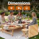 Folding Picnic Table, 5 Ft Solid Wood Low Floor Portable Picnic Table with Boho Table Runner for Indoor & Outdoor, Patio, Beach, Kids, Party, Garden, Camping, Wedding, Travel