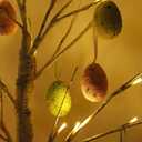 Easter Decorations kemooie 24 Inch Pre-lit White Birch Tree with 10 Hanging Easter Egg Ornaments, 24 Led Lights Battery Operated Spring Table Centerpiece for Party Birthday Home Spring Decoration