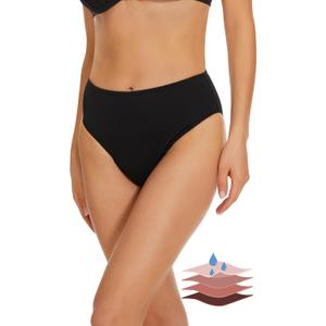Period Swimwear Bikini Menstrual Leakproof Swim Bottoms UPF 50+ Waterproof Brief Light Flow for Women Girls Teens (XX-Large, Dark Black)