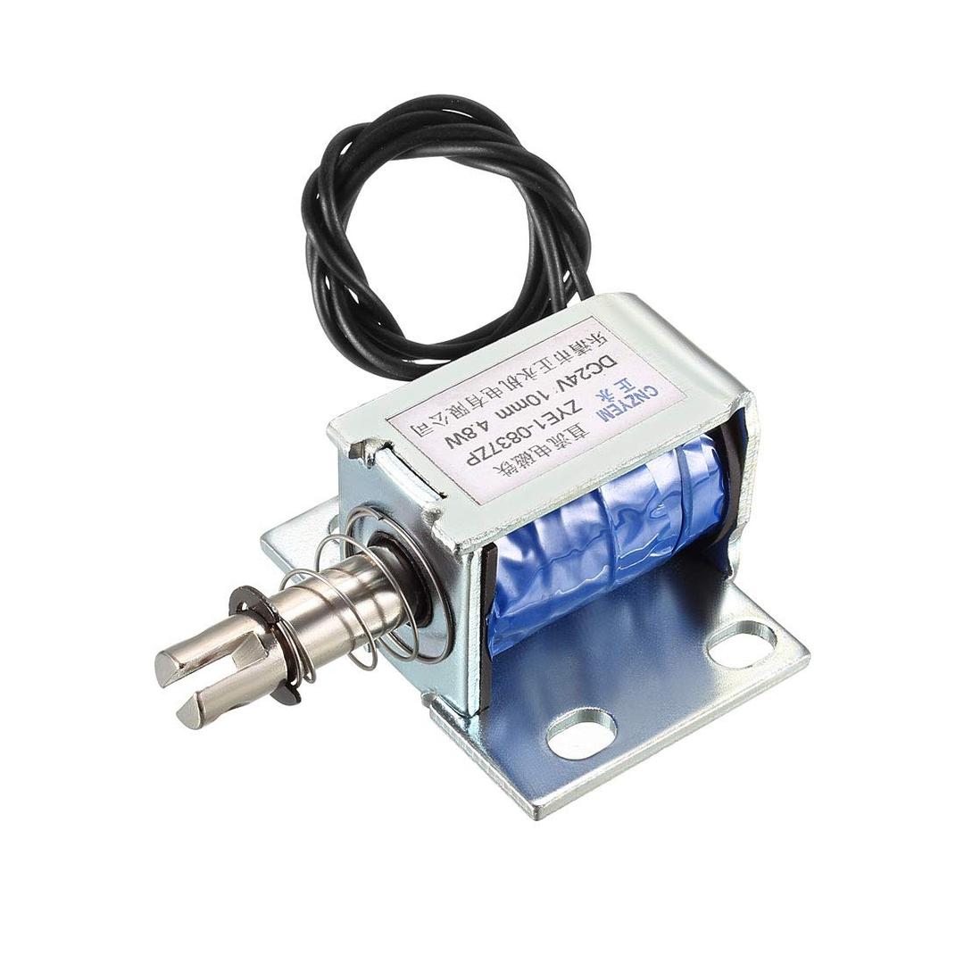 uxcell DC Push Pull Type Solenoid Electromagnet, DC24V 4.8W 40g 10mm, Open Frame Type, Linear Motion