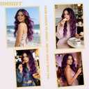 HMHIFI Long Ombre Purple Wig for Women 26Inch Mixed Dark Purple Wavy Curly Hair Wigs Synthetic Hair Replacement Wig Heat Resistant Hair Wig for Daily Party Use(26'' Dark Purple)