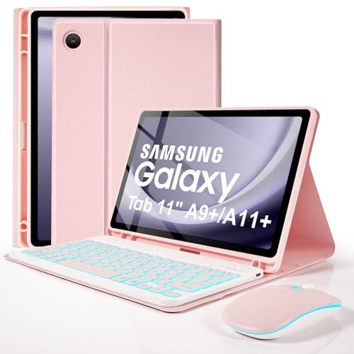 kantaj Backlit Keyboard Case with Mouse for Samsung Galaxy Tab 11 inch A11 Plus & A9 Plus, Dechatable Bluetooth Keyboard, Light Cover for Galaxy A9 +/A11+ Tablet Case with Keyboard, Pencil Holder,PK