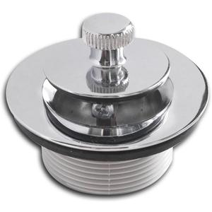 CalcMetal Lift and Turn Bathtub Drain Stopper with ABS Plastic Bushing, Fits in 1-1/2 Inch or 1-3/8 Inch Inner Bathtub Shoe, Easy to Install, Plated Chrome